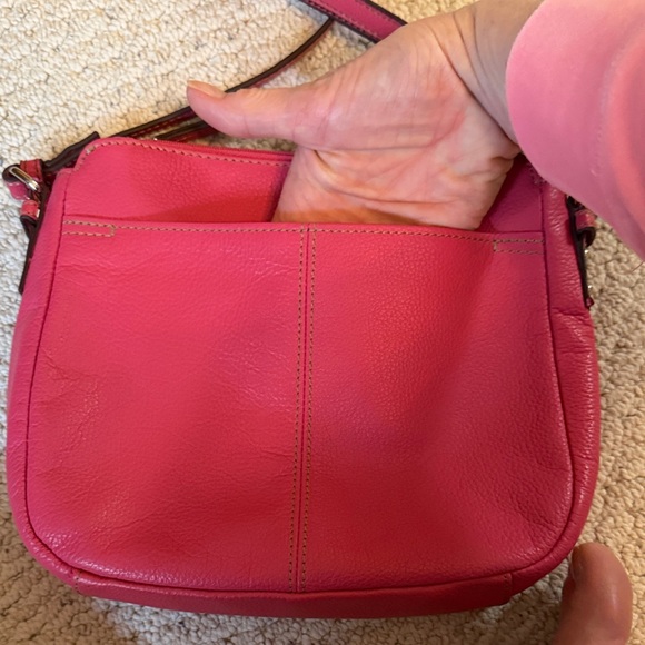 Tignanello Bright Pink Small 100% Leather Organizer Crossbody Bag - Picture 9 of 14